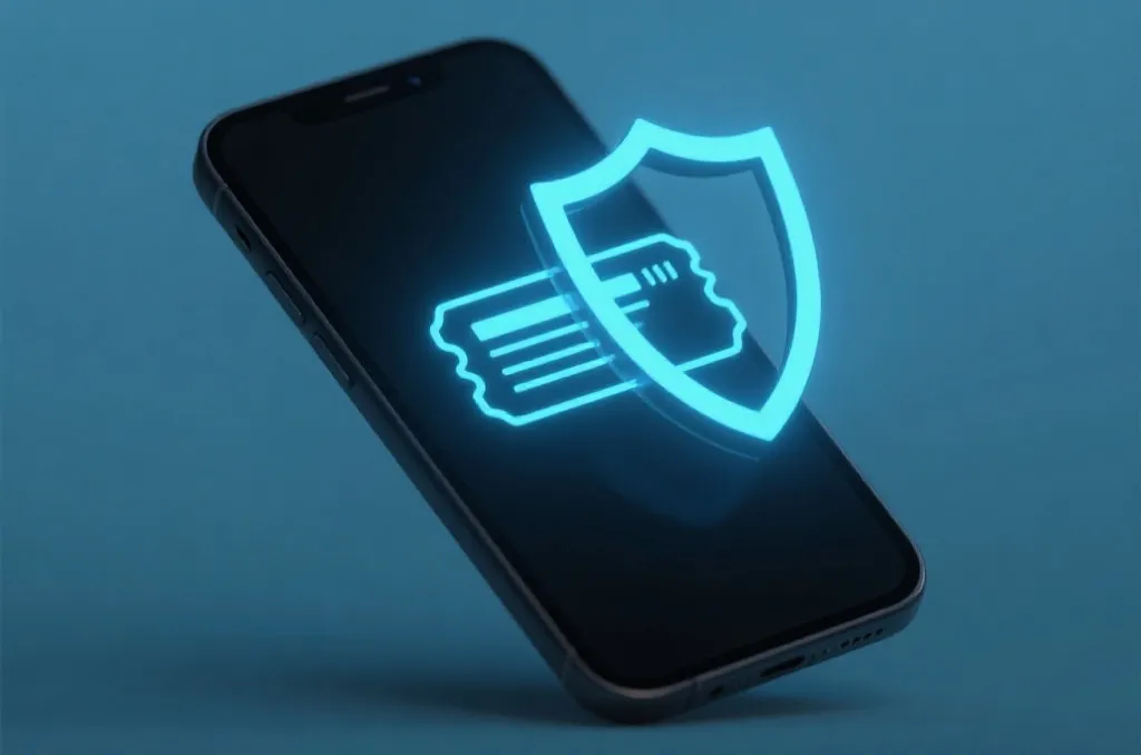 保护网络安全的数字图标与门票概念图